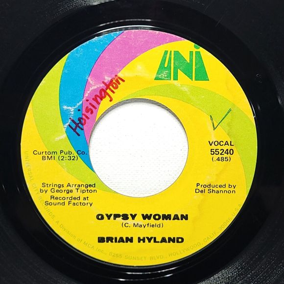 Brian Hyland ‎Vinyl 45 Gypsy Woman / You And Me (#2) on UNI VG Rock - Picture 1 of 2